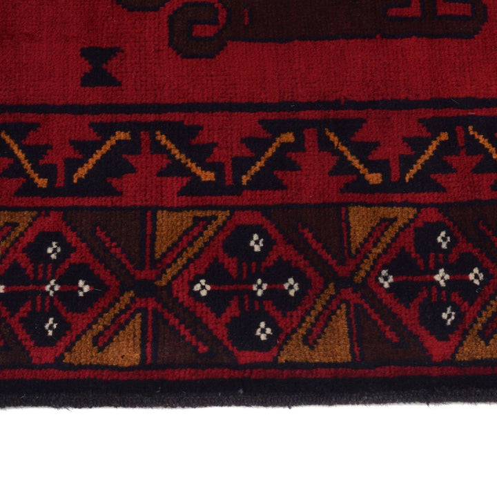 Red Afghan Baluchi Rug 4' 1" x 6' 8" Hand-Knotted | No. AL15058