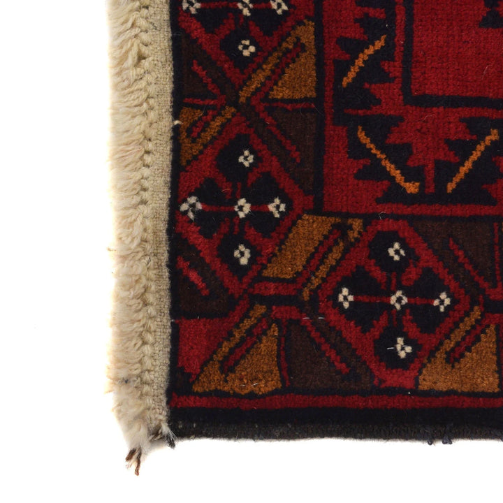 Red Afghan Baluchi Rug 4' 1" x 6' 8" Hand-Knotted | No. AL15058