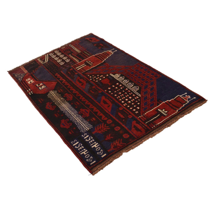Afghan Pictorial Rug 3' 0" x 4' 5" Hand-Knotted | No. AL15118