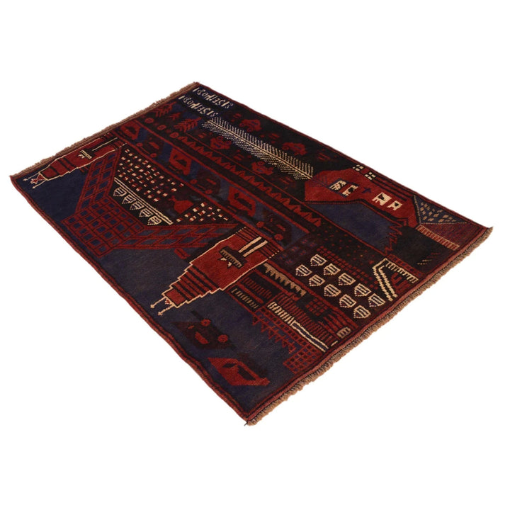 Afghan Pictorial Rug 3' 0" x 4' 5" Hand-Knotted | No. AL15118