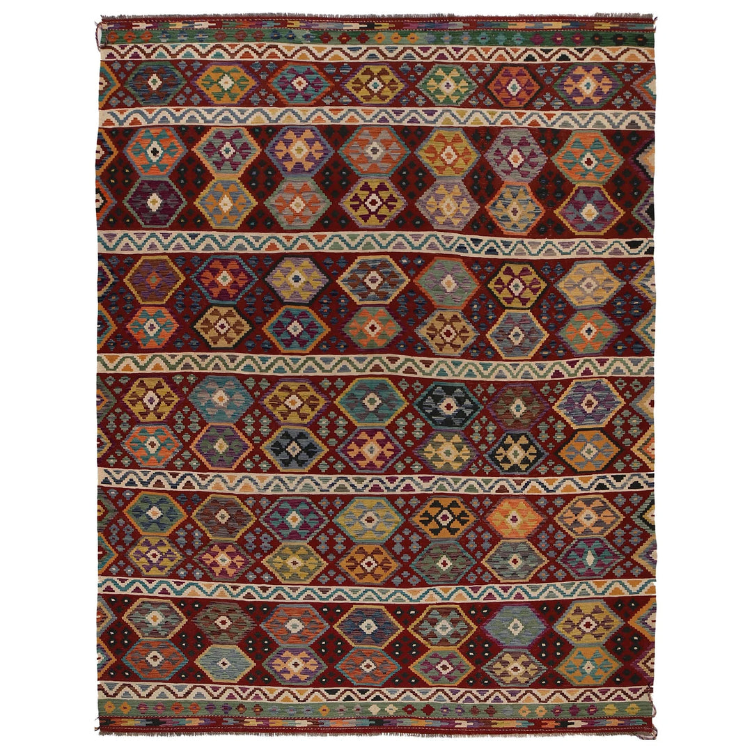 Afghan Kilim Rug 8' 10" x 11' 7" Flat-Weave | No. AL15121
