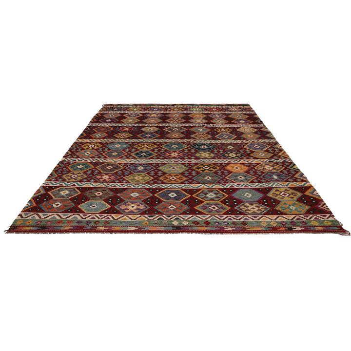 Afghan Kilim Rug 8' 10" x 11' 7" Flat-Weave | No. AL15121