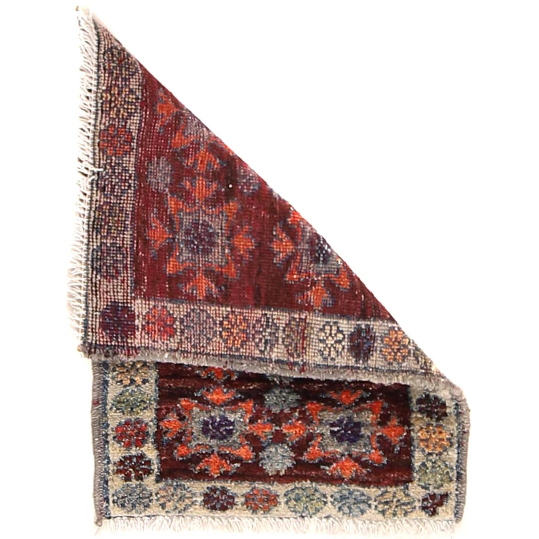 Red Afghan Geometric Rug 1' 5" x 1' 11" Hand-Knotted | No. AL15175