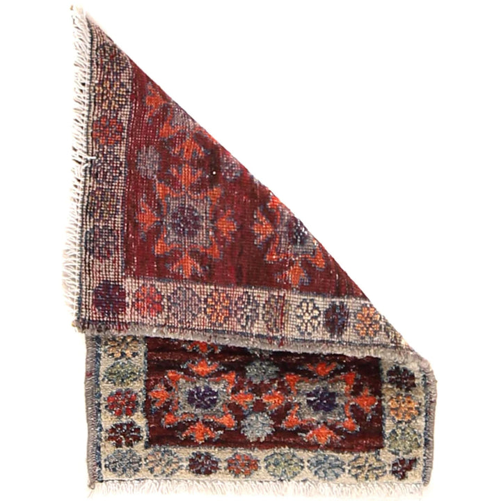 Red Afghan Geometric Rug 1' 5" x 1' 11" Hand-Knotted | No. AL15175