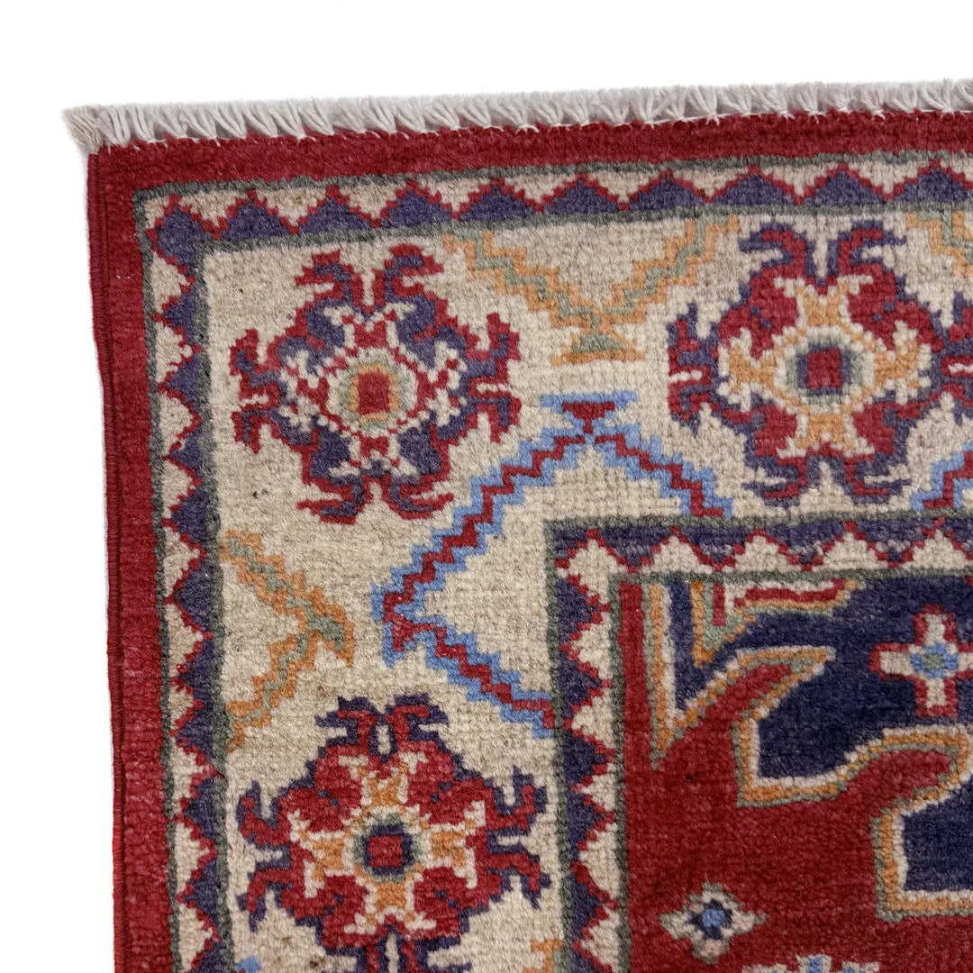 Red Afghan Kazak Rug 2' 9" x 9' 9" Hand-Knotted | No. AL15181