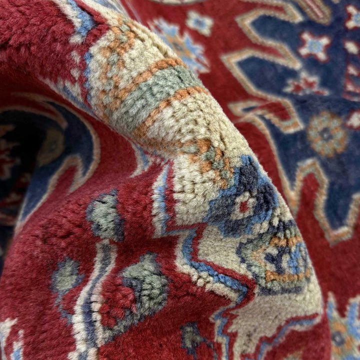 Red Afghan Kazak Rug 2' 9" x 9' 9" Hand-Knotted | No. AL15181