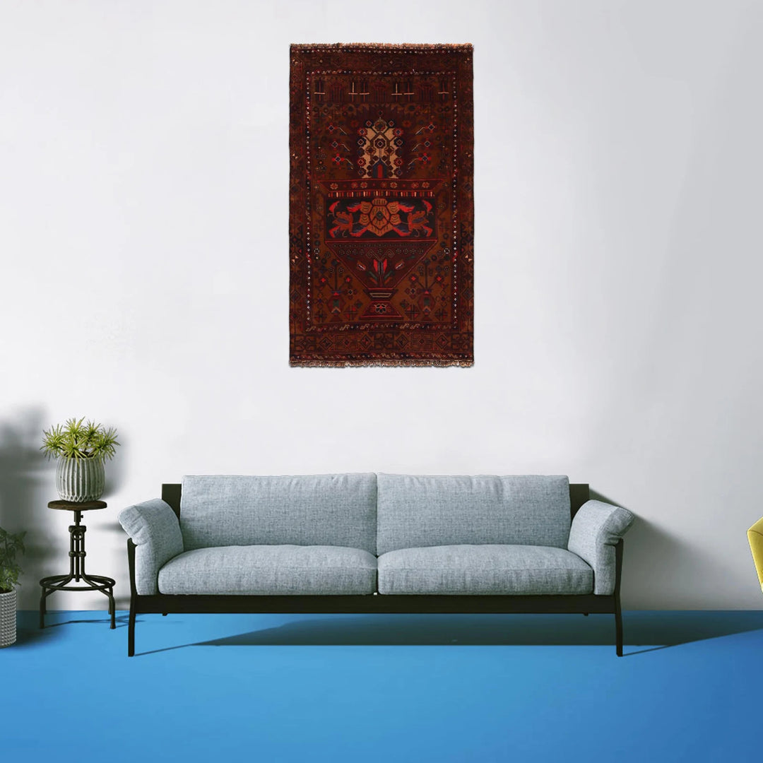 Afghan Prayer Rug 2' 7" x 4' 6" Hand-Knotted | No. AL15278