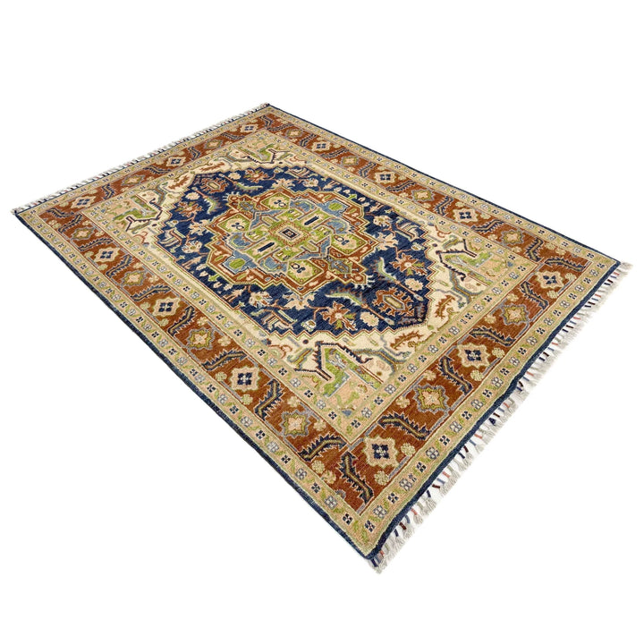 Afghan Heriz Rug 3' 11" x 5' 10" Hand-Knotted | No. AL15281