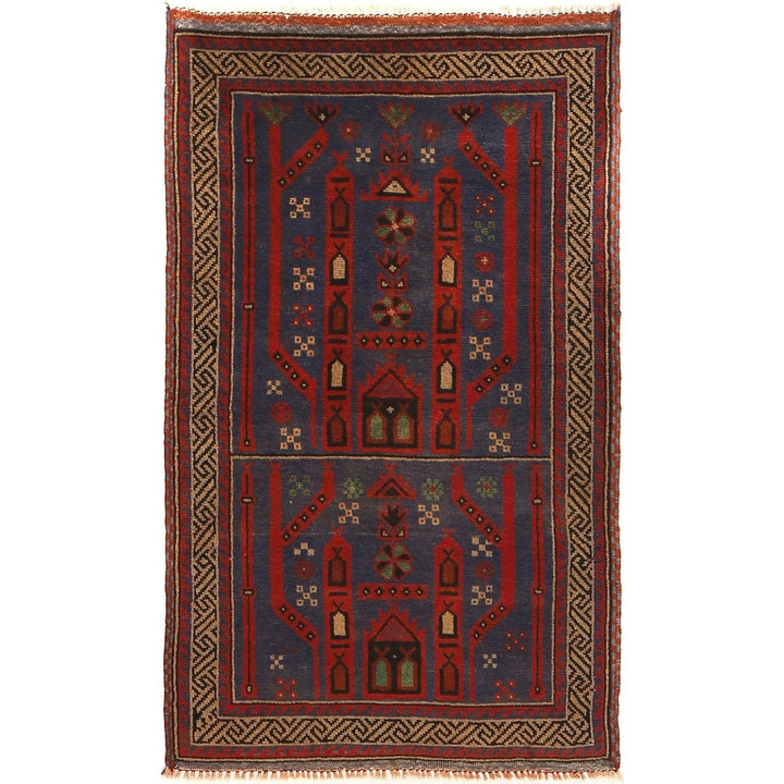 Dark Blue Afghan Baluchi Rug 2' 8" x 4' 7" Hand-Knotted | No. AL15302