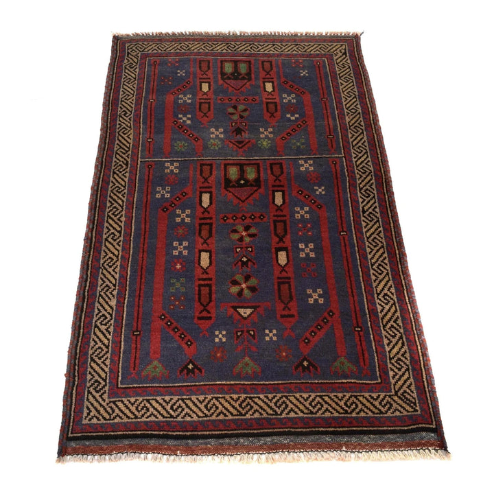Dark Blue Afghan Baluchi Rug 2' 8" x 4' 7" Hand-Knotted | No. AL15302