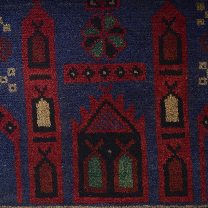 Dark Blue Afghan Baluchi Rug 2' 8" x 4' 7" Hand-Knotted | No. AL15302
