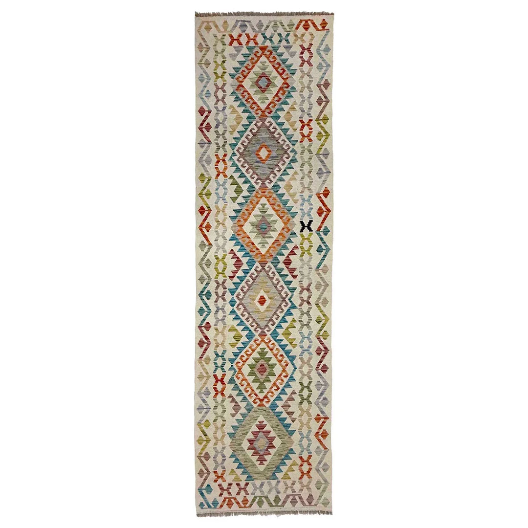 Afghan Vegetable Kilim Rug 2' 9" x 9' 8" Flat-Weave | No. AL153732
