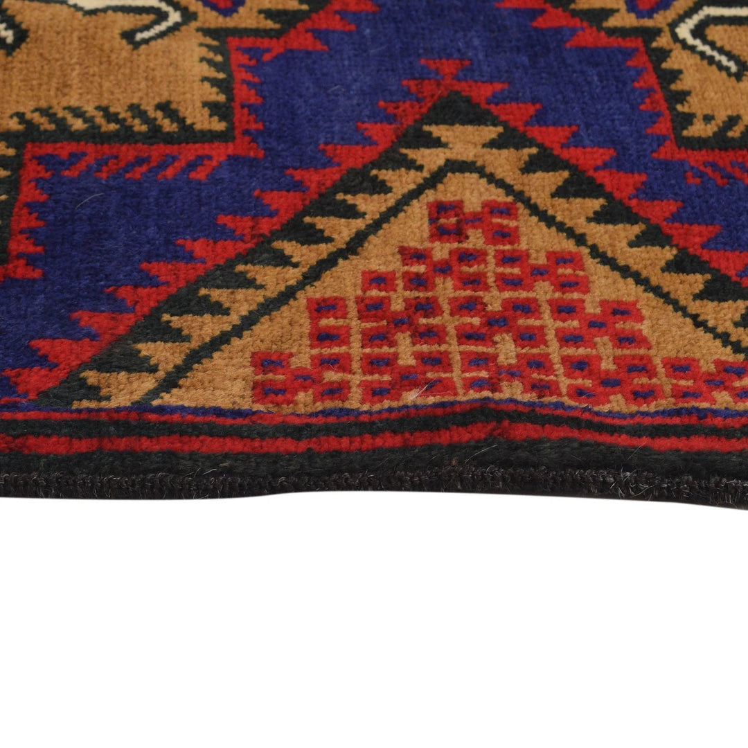 Blue Afghan Baluchi Rug 2' 9" x 4' 8" Hand-Knotted | No. AL15407