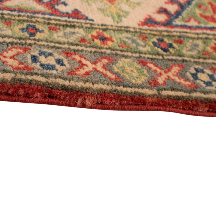 Red Afghan Kazak Rug 5' 0" x 6' 9" Hand-Knotted | No. AL15463