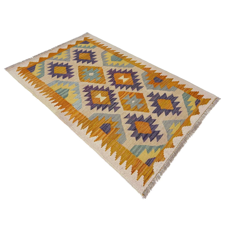 Afghan Vegetable Kilim Rug 2' 9" x 4' 9" Flat-Weave | No. AL154758