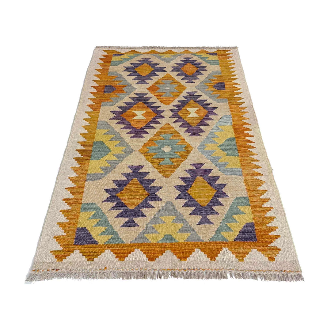 Afghan Vegetable Kilim Rug 2' 9" x 4' 9" Flat-Weave | No. AL154758