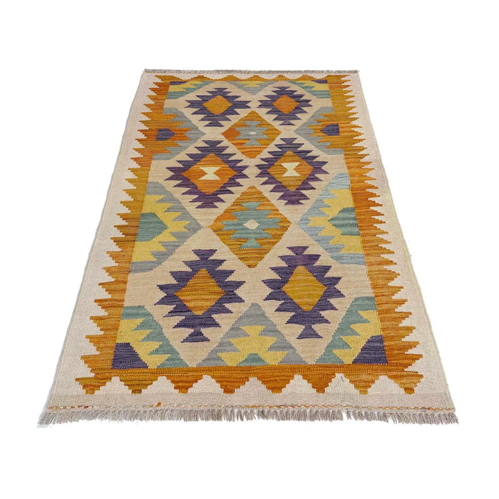 Afghan Vegetable Kilim Rug 2' 9" x 4' 9" Flat-Weave | No. AL154758