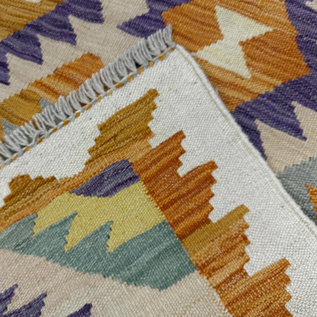 Afghan Vegetable Kilim Rug 2' 9" x 4' 9" Flat-Weave | No. AL154758