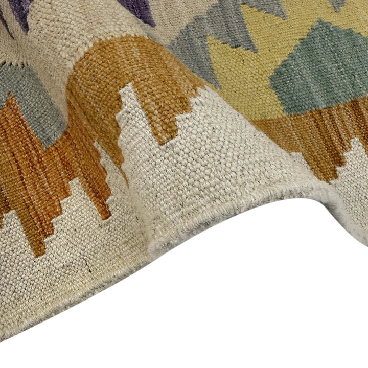 Afghan Vegetable Kilim Rug 2' 9" x 4' 9" Flat-Weave | No. AL154758