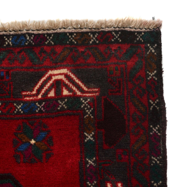 Red Afghan Baluchi Rug 2' 11" x 4' 11" Hand-Knotted | No. AL15481