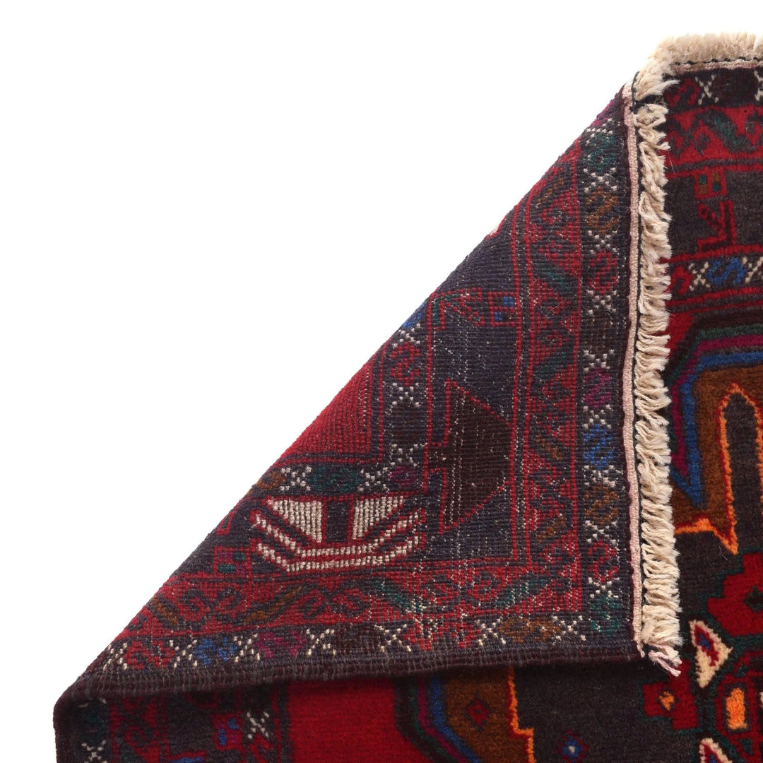 Red Afghan Baluchi Rug 2' 11" x 4' 11" Hand-Knotted | No. AL15481