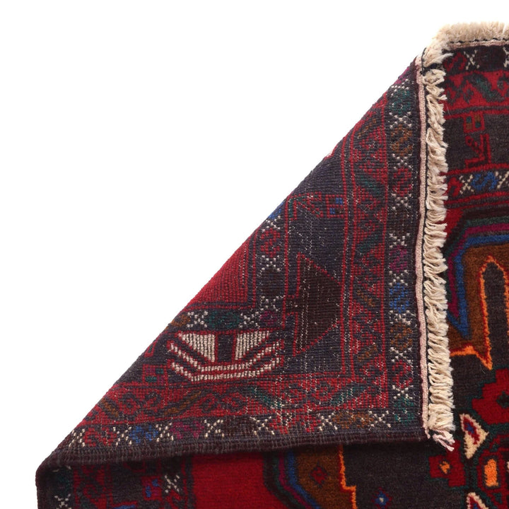 Red Afghan Baluchi Rug 2' 11" x 4' 11" Hand-Knotted | No. AL15481