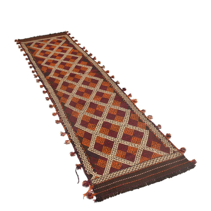 Afghan Suzuni Geometric Rug 2' 4" x 8' 9" Flat-Weave | No. AL15561