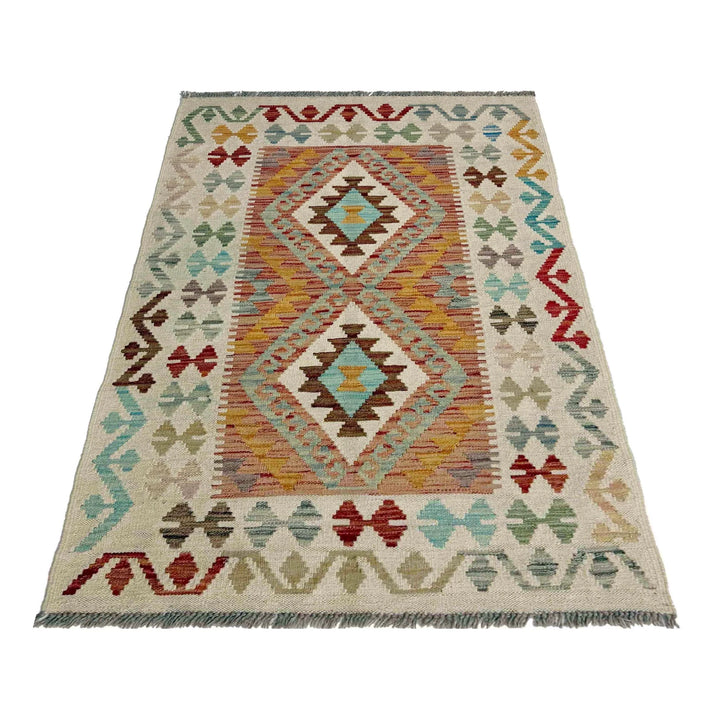 Afghan Vegetable Kilim Rug 2' 9" x 4' 6" Flat-Weave | No. AL155739