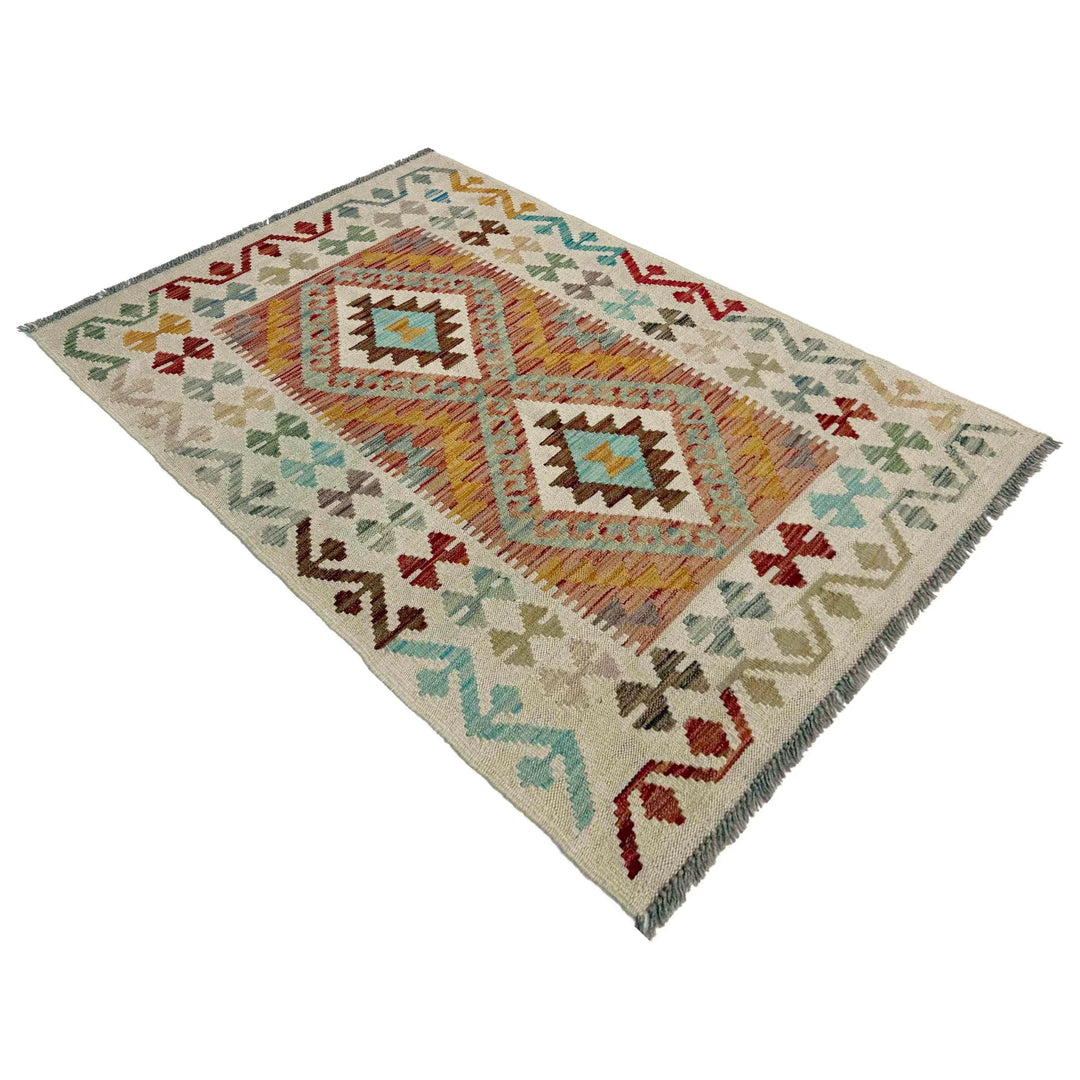 Afghan Vegetable Kilim Rug 2' 9" x 4' 6" Flat-Weave | No. AL155739