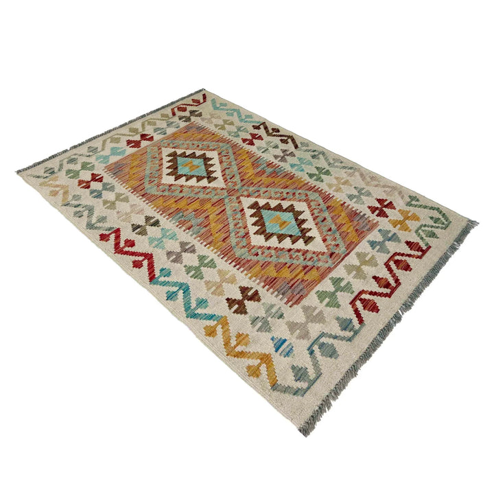 Afghan Vegetable Kilim Rug 2' 9" x 4' 6" Flat-Weave | No. AL155739
