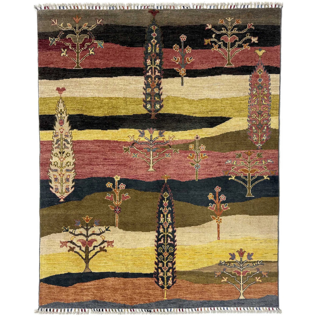 Afghan Tree Of Life Rug 5' 2" x 6' 4" Hand-Knotted | No. AL155795