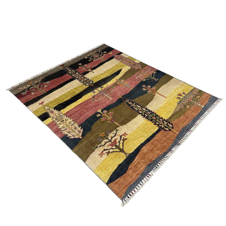 Afghan Tree Of Life Rug 5' 2" x 6' 4" Hand-Knotted | No. AL155795