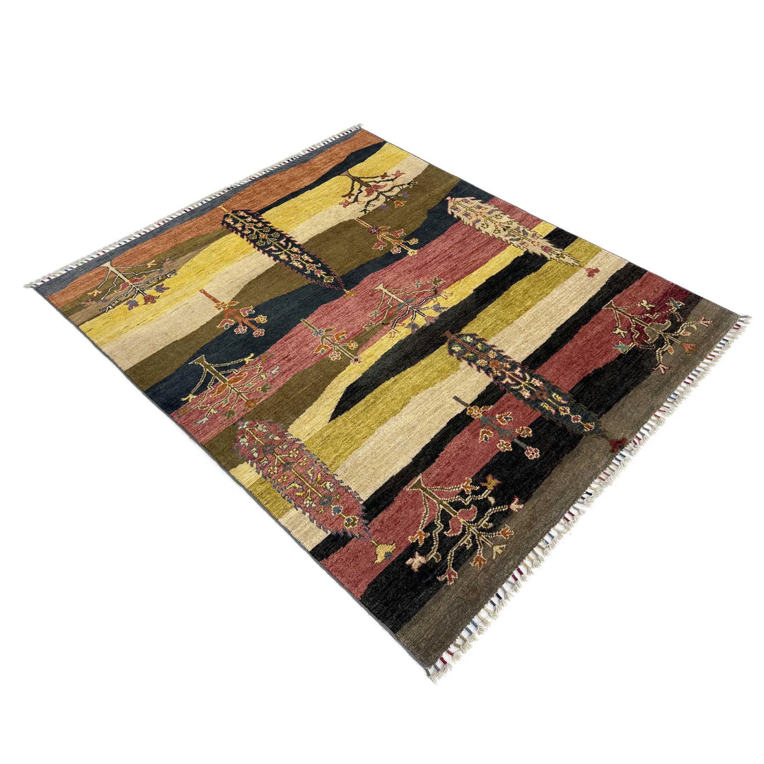 Afghan Tree Of Life Rug 5' 2" x 6' 4" Hand-Knotted | No. AL155795