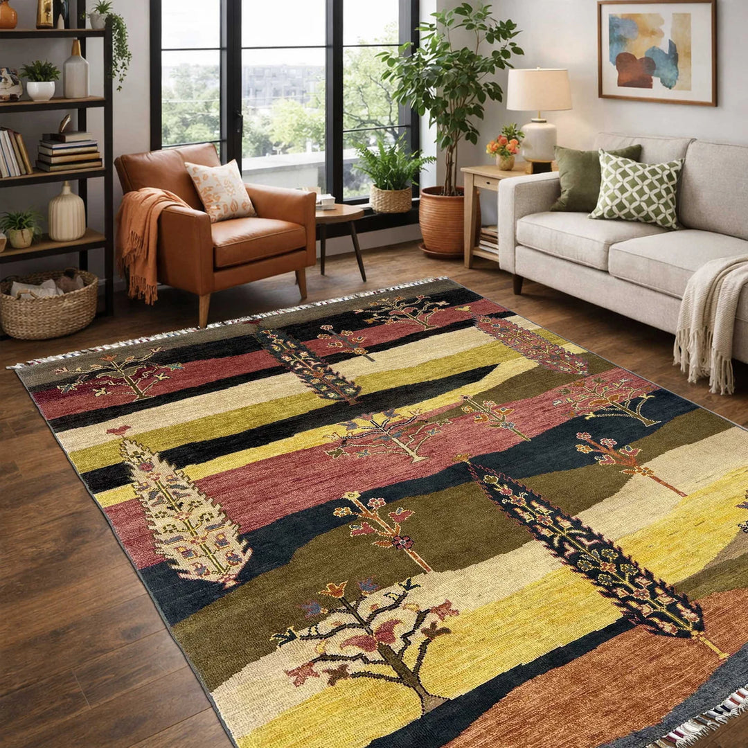 Afghan Tree Of Life Rug 5' 2" x 6' 4" Hand-Knotted | No. AL155795