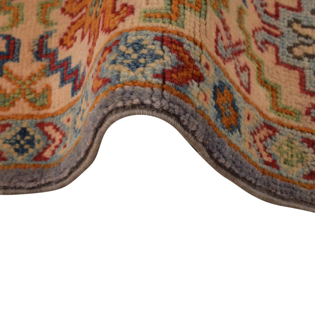 Gray Afghan Kazak Rug 3'5" x 5'1" Hand-Knotted | No. AL15602