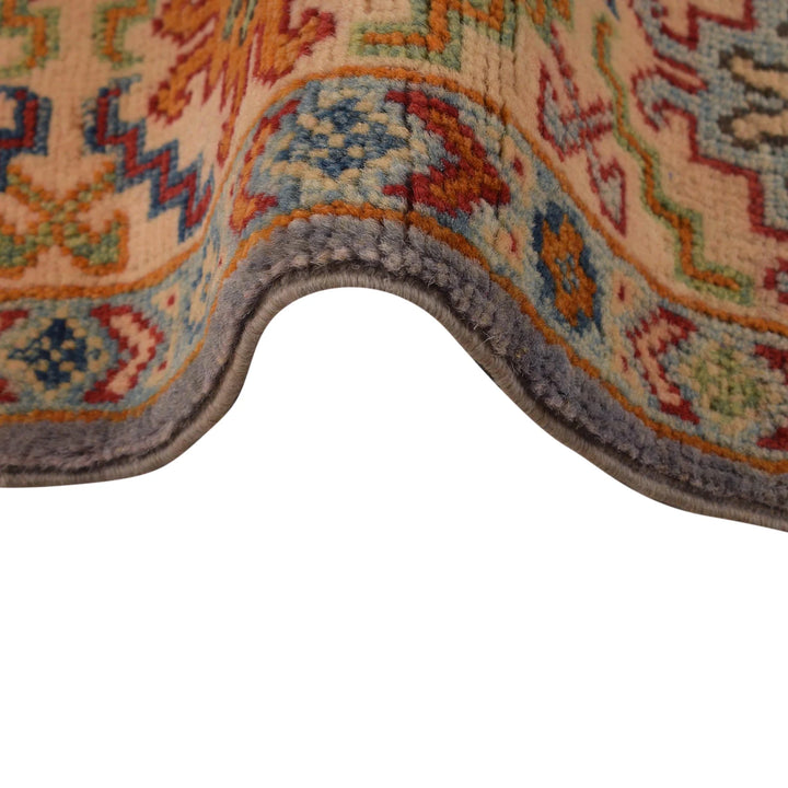 Gray Afghan Kazak Rug 3'5" x 5'1" Hand-Knotted | No. AL15602