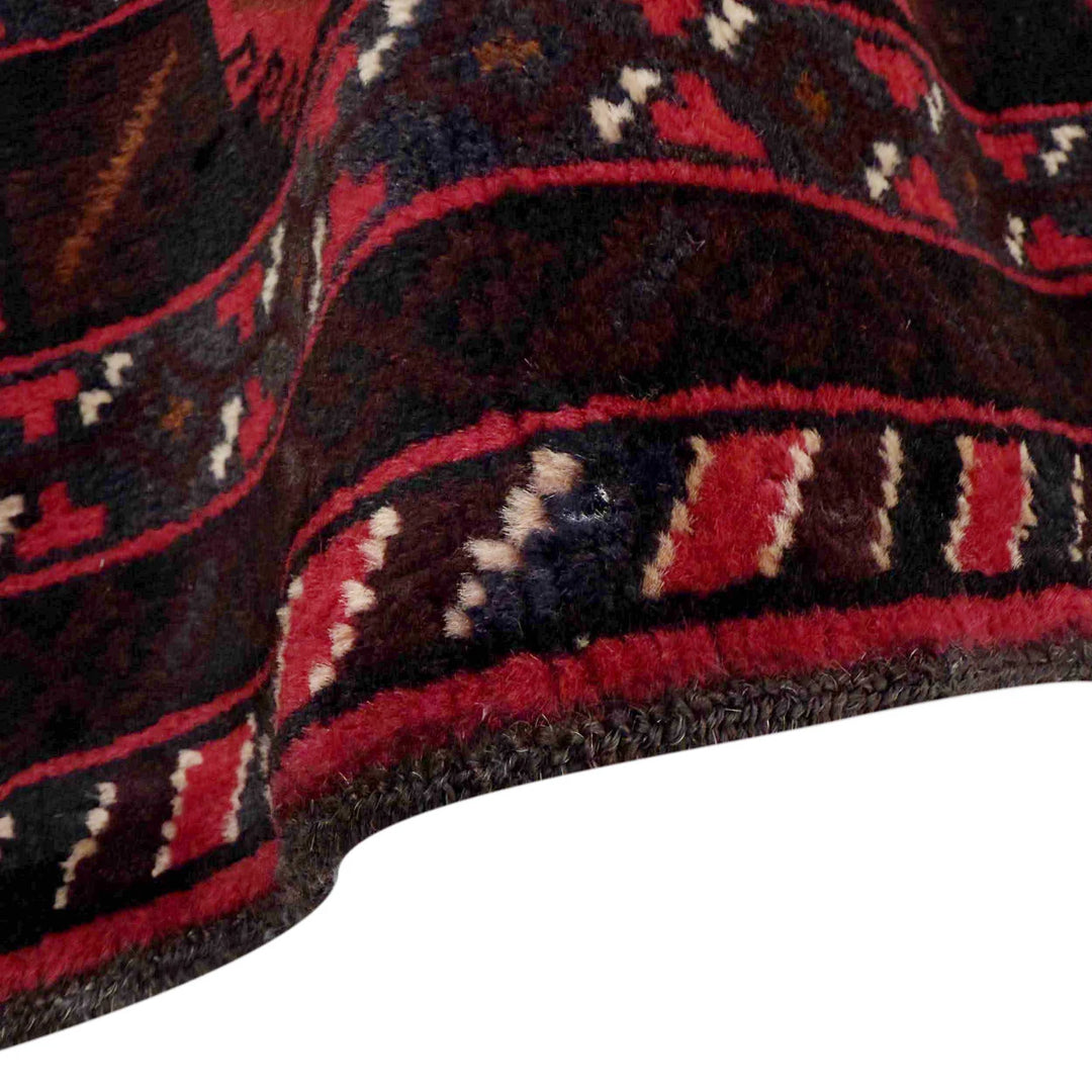 Red Afghan Baluchi Rug 3' 10" x 6' 5" Hand-Knotted | No. AL15737
