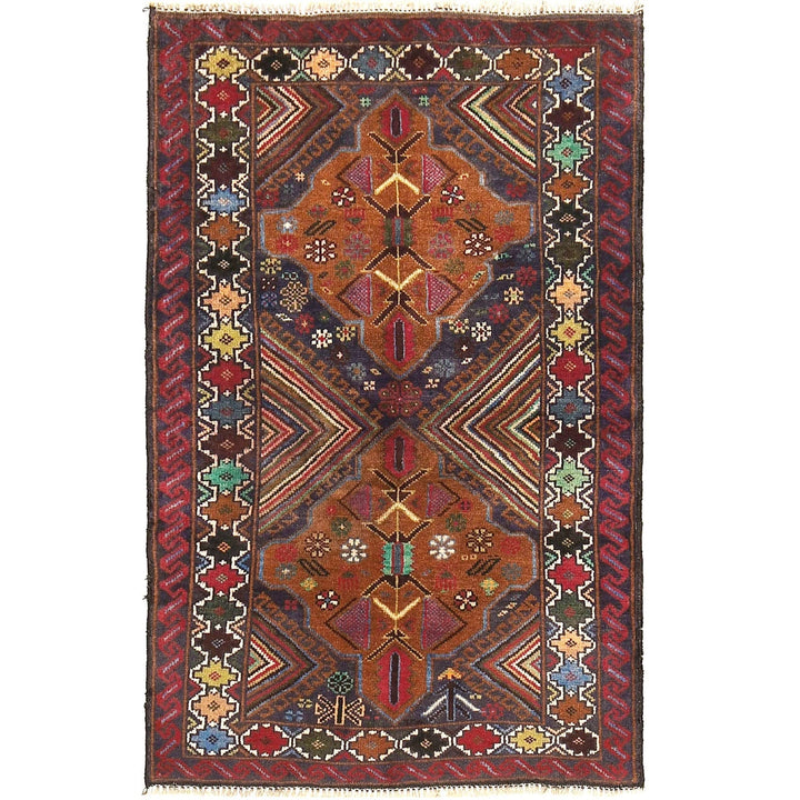 Afghan Baluchi Rug 2' 6" x 4' 1" Hand-Knotted | No. AL15792