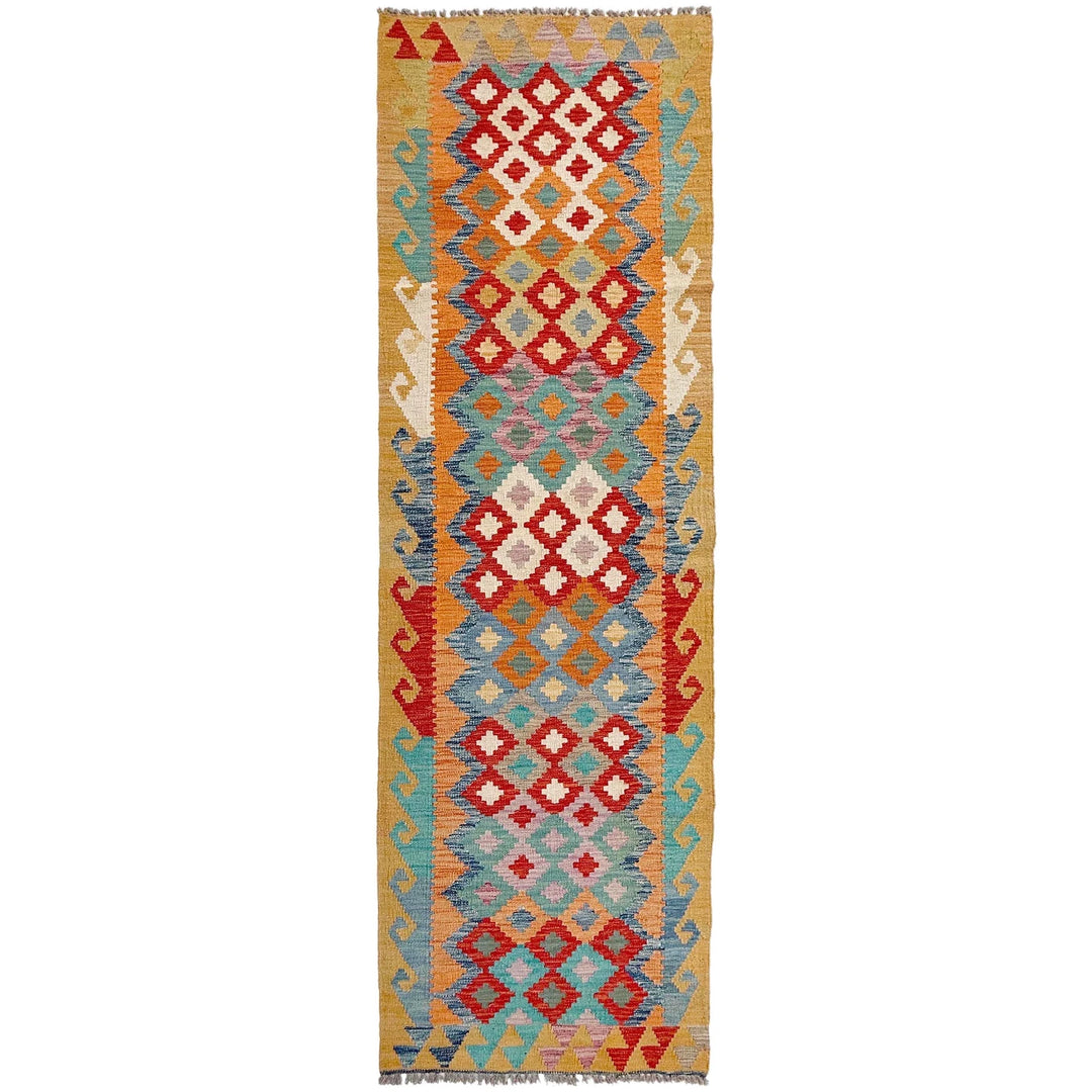 Afghan Vegetable Kilim Rug 2' 9" x 9' 8" Flat-Weave | No. AL15804