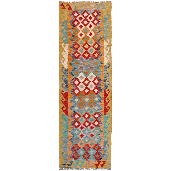 Afghan Vegetable Kilim Rug 2' 9" x 9' 8" Flat-Weave | No. AL15804