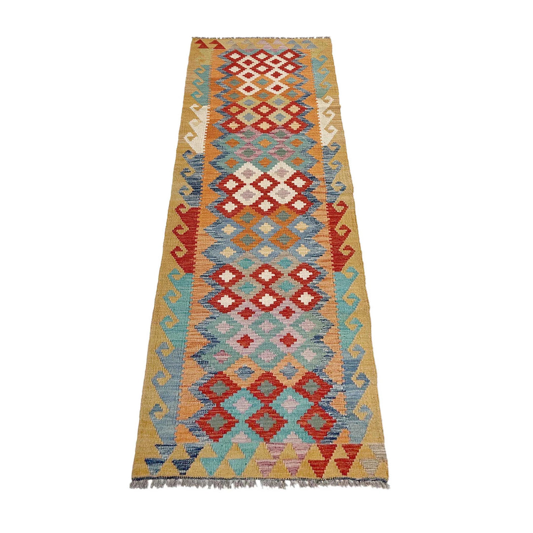 Afghan Vegetable Kilim Rug 2' 9" x 9' 8" Flat-Weave | No. AL15804