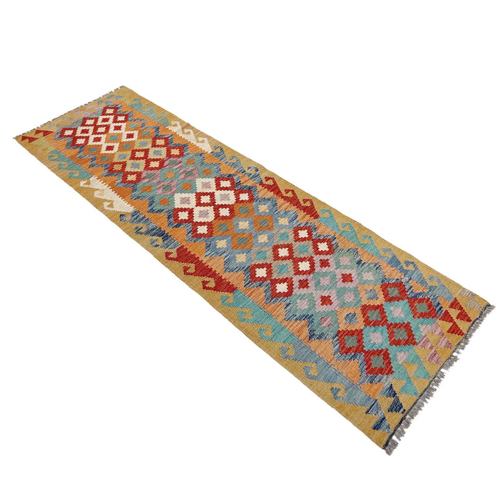 Afghan Vegetable Kilim Rug 2' 9" x 9' 8" Flat-Weave | No. AL15804