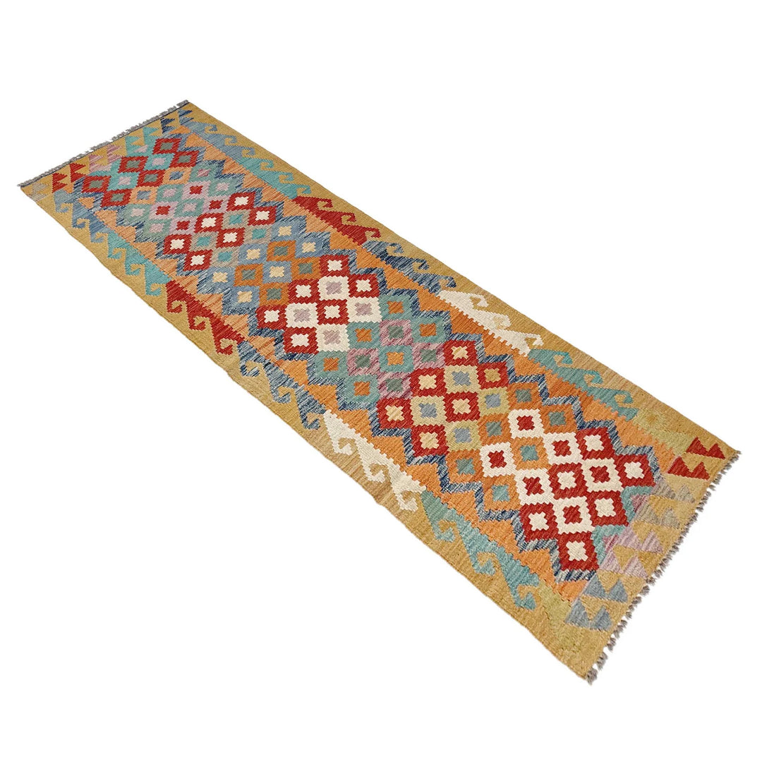 Afghan Vegetable Kilim Rug 2' 9" x 9' 8" Flat-Weave | No. AL15804