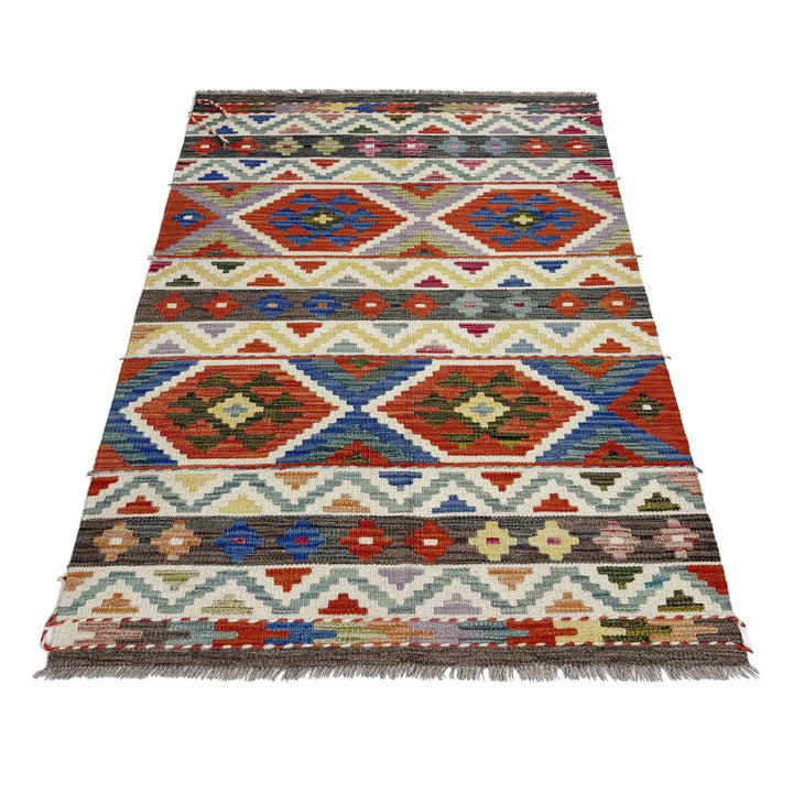 Afghan Vegetable Kilim Rug 3' 3" x 5' 2" Flat-Weave | No. AL158815