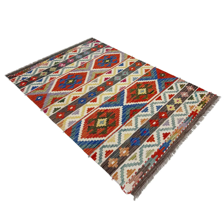 Afghan Vegetable Kilim Rug 3' 3" x 5' 2" Flat-Weave | No. AL158815