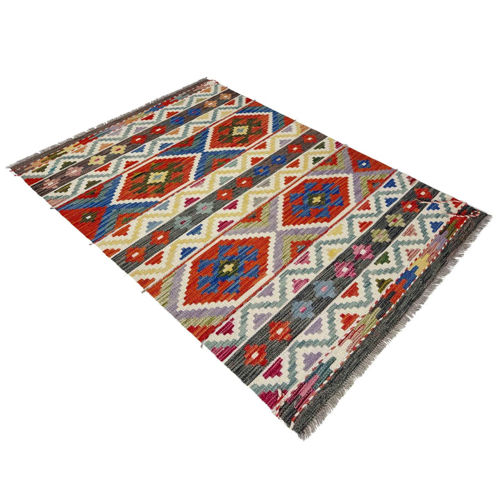 Afghan Vegetable Kilim Rug 3' 3" x 5' 2" Flat-Weave | No. AL158815