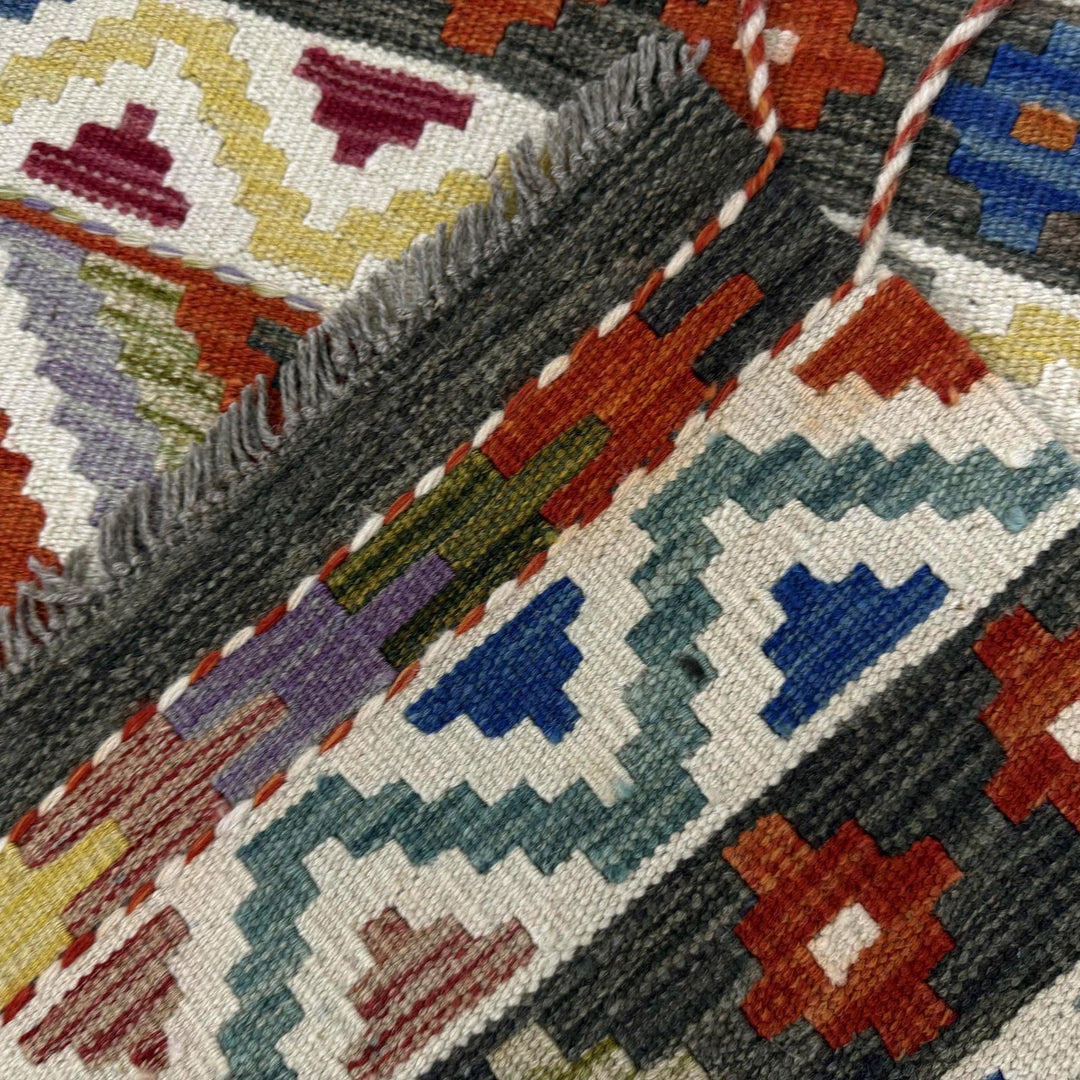 Afghan Vegetable Kilim Rug 3' 3" x 5' 2" Flat-Weave | No. AL158815