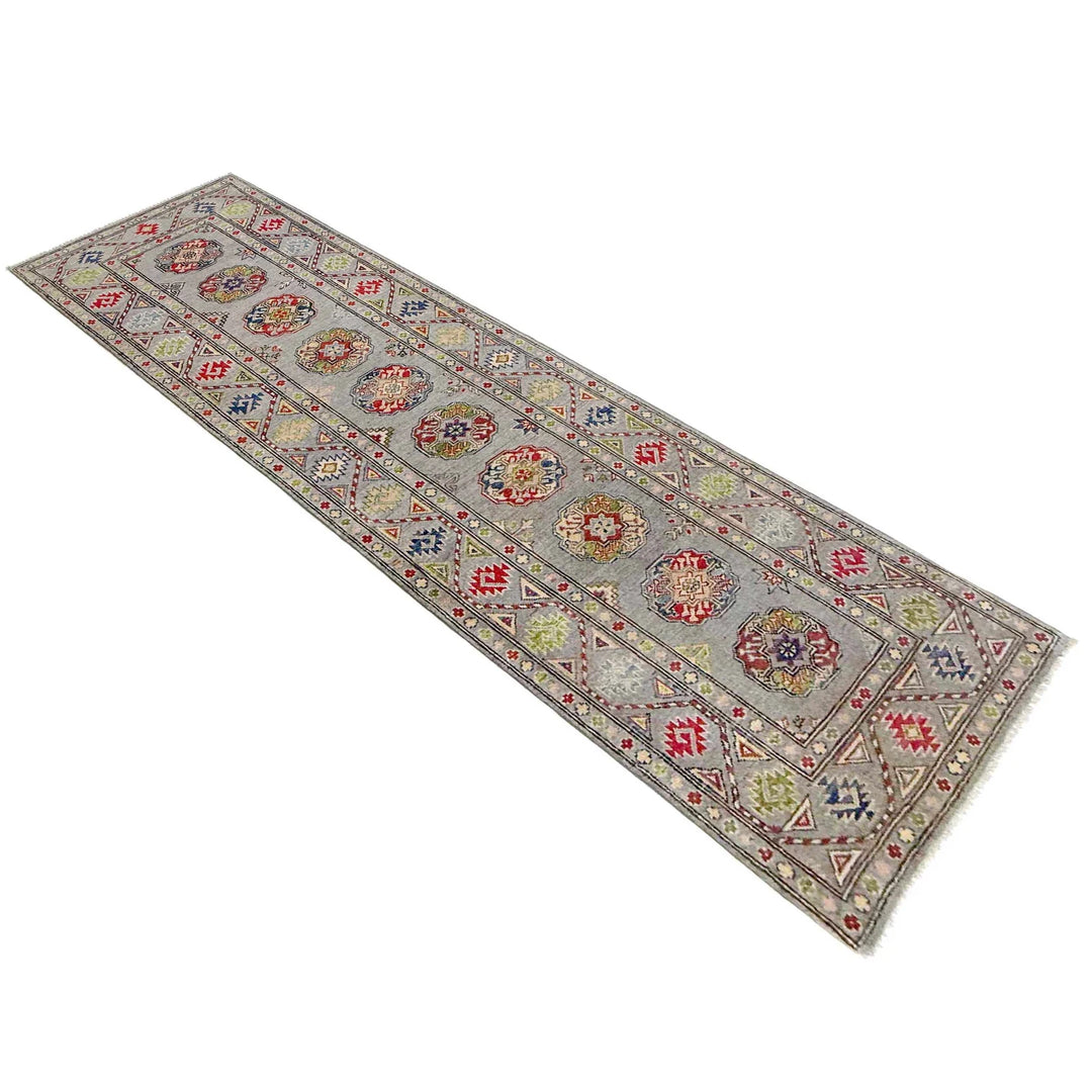 Gray Afghan Waziri Rug 2' 8" x 9' 7" Hand-Knotted | No. AL15894