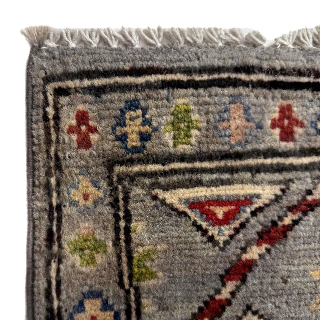 Gray Afghan Waziri Rug 2' 8" x 9' 7" Hand-Knotted | No. AL15894