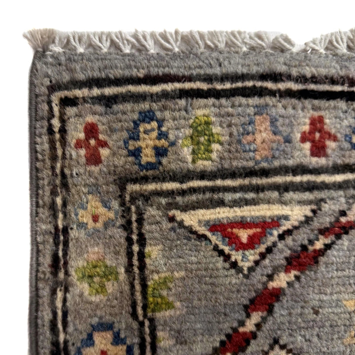 Gray Afghan Waziri Rug 2' 8" x 9' 7" Hand-Knotted | No. AL15894